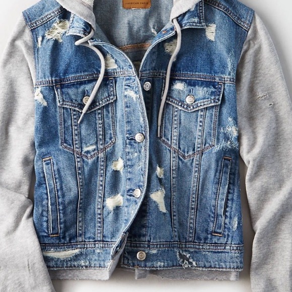 American Eagle | Destroyed Denim/Sweater Jacket - Picture 6 of 6